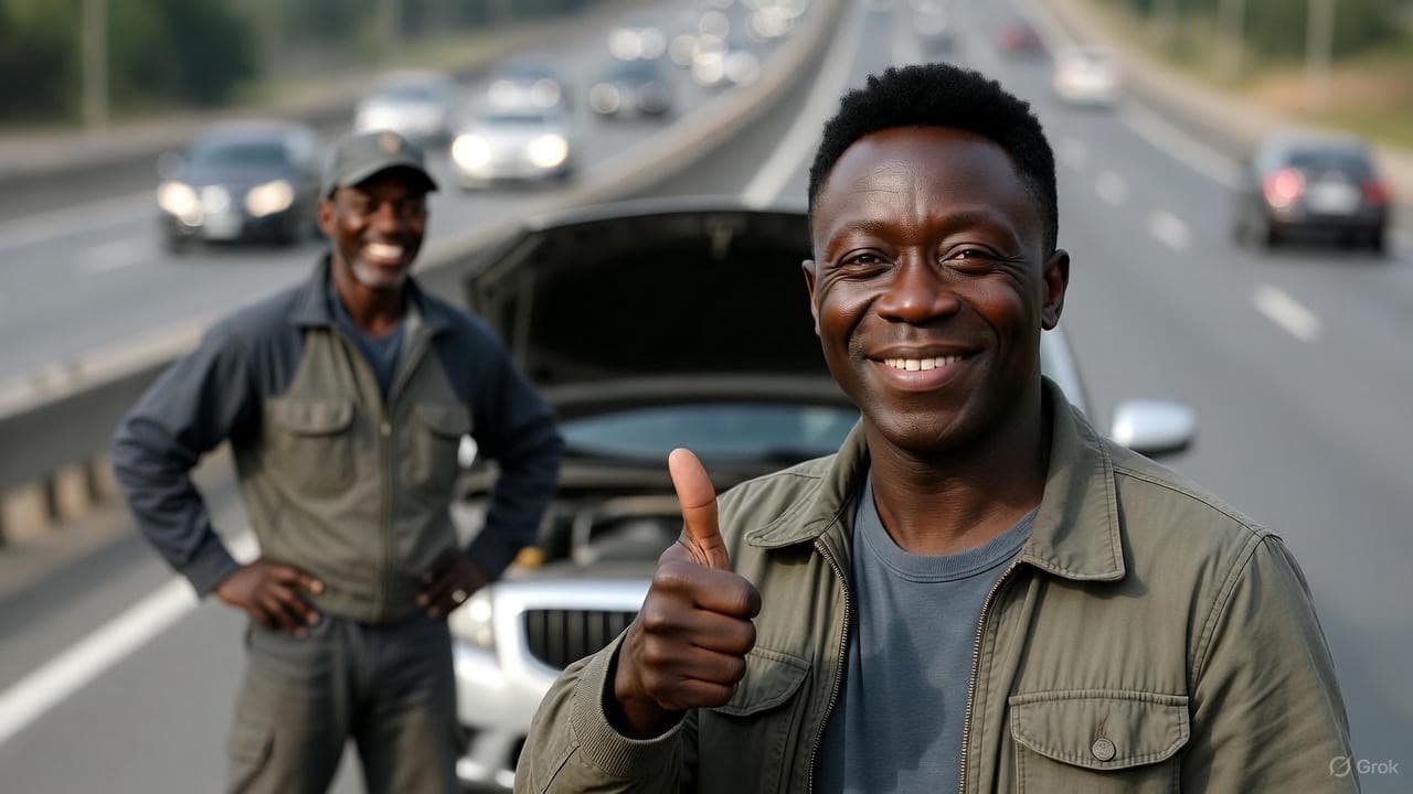 Happy driver after mechanic service